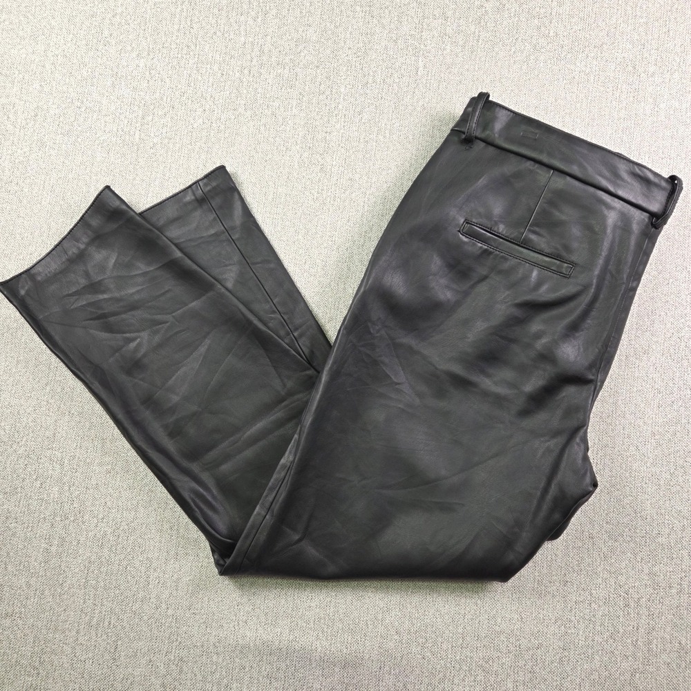 Zara Faux Leather‎ Ankle Pants Black Women's L Grunge Festival Contemporary